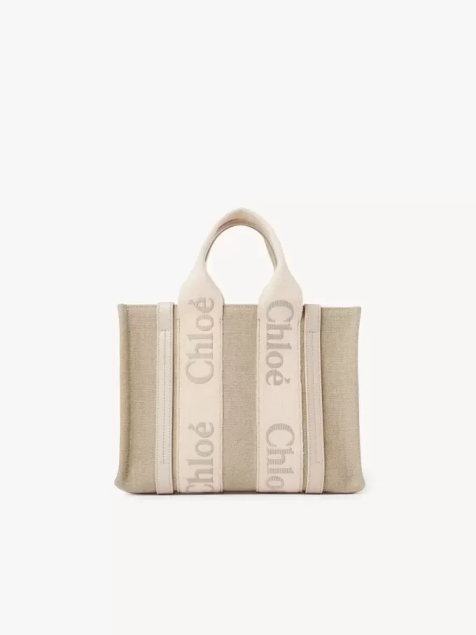 Small Woody tote bag in linen