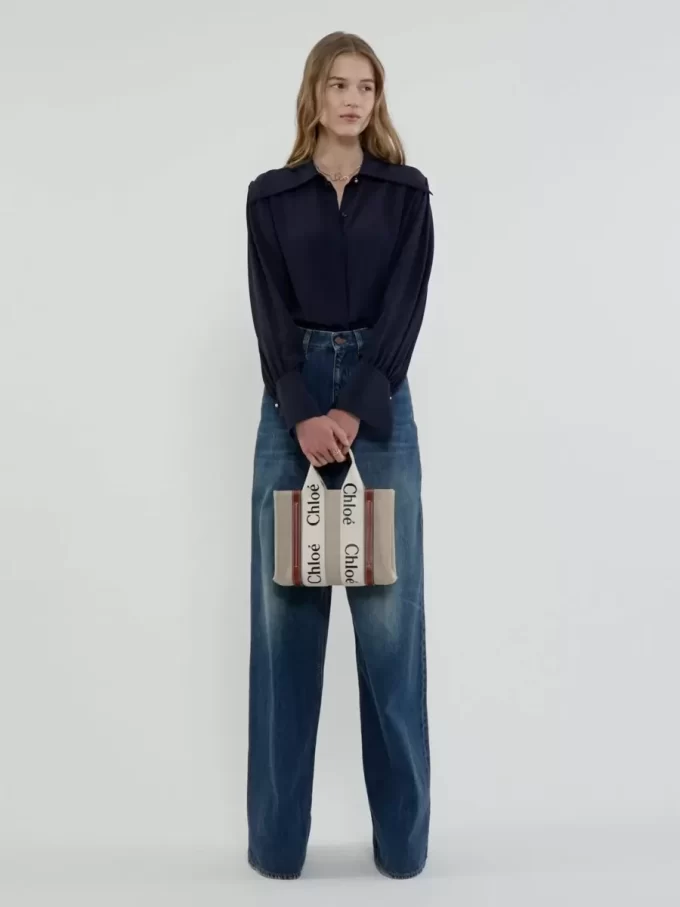 Small Woody tote bag in linen