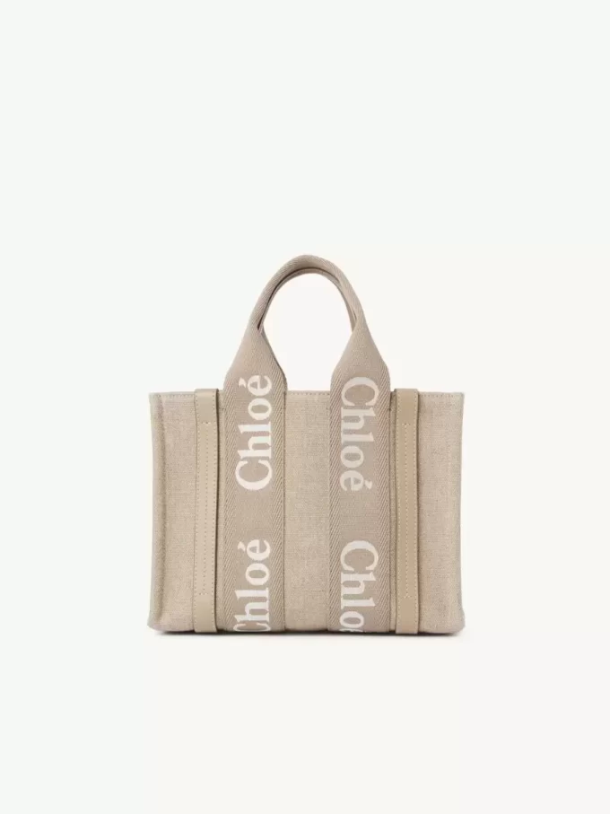 Small Woody tote bag in linen