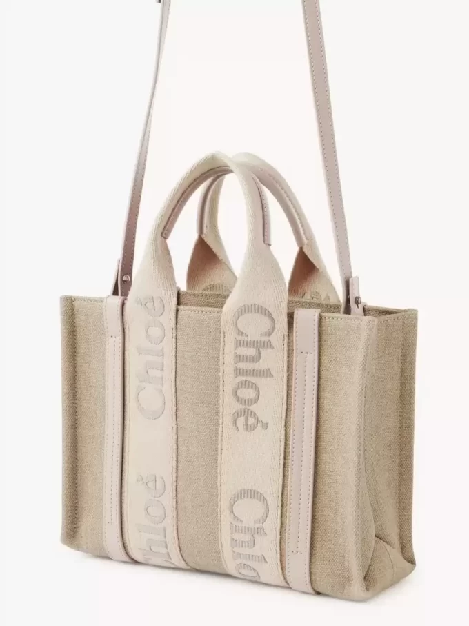 Small Woody tote bag in linen