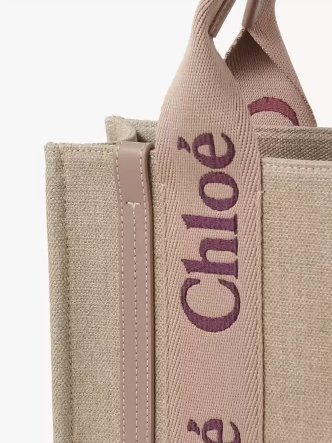 Small Woody tote bag in linen