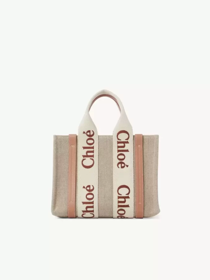 Small Woody tote bag in linen
