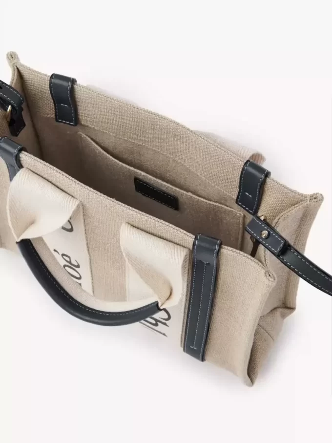 Small Woody tote bag in linen