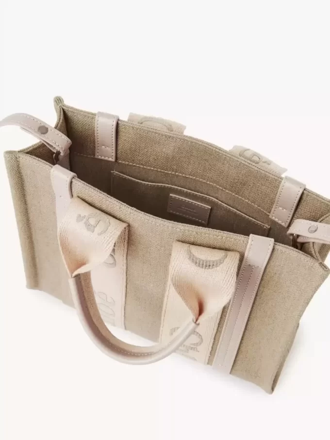 Small Woody tote bag in linen