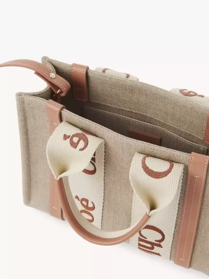 Small Woody tote bag in linen