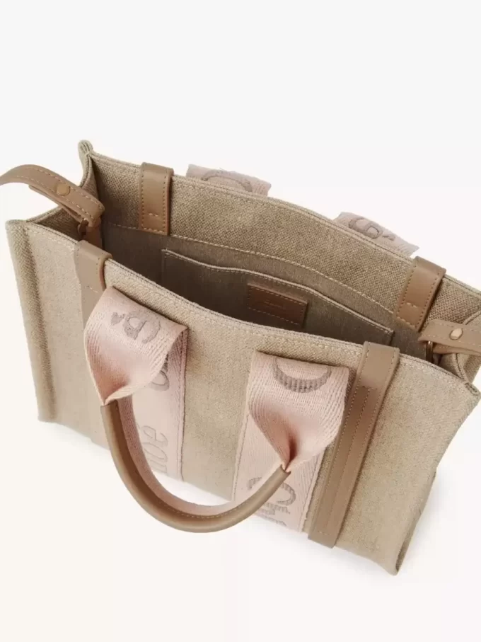 Small Woody tote bag in linen