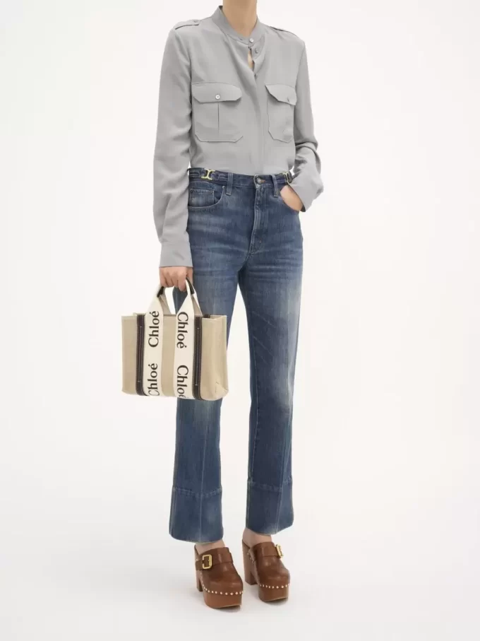 Small Woody tote bag in linen