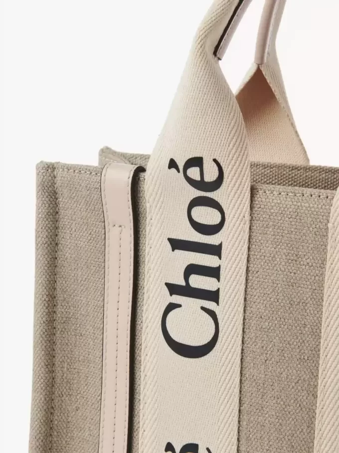 Small Woody tote bag in linen