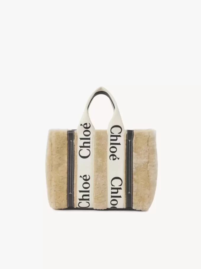 Small Woody tote bag in shearling