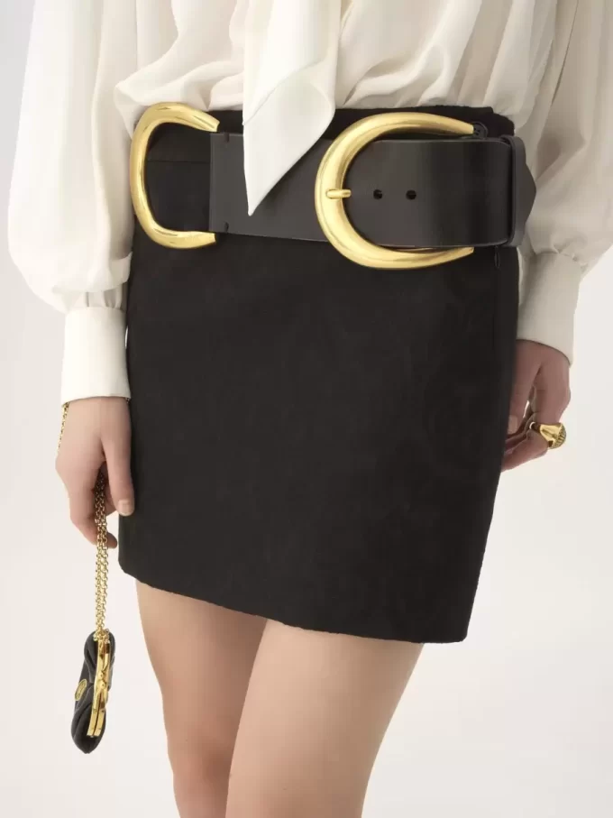 Straight mini skirt in a wool-mix jacquard