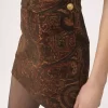 Straight mini skirt in tapestry jacquard