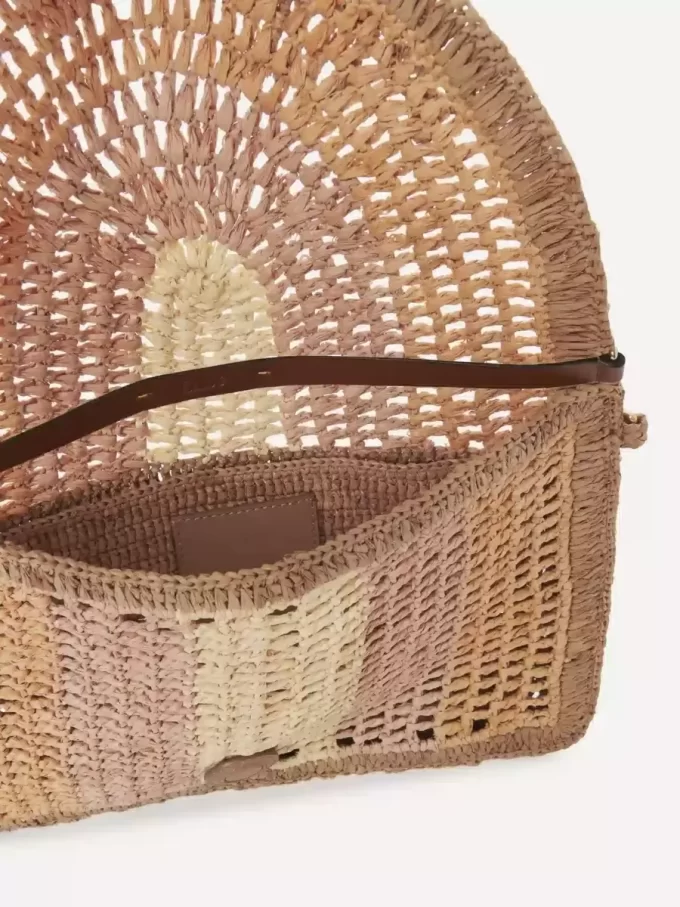 Summer Banana flat pouch with strap in raffia