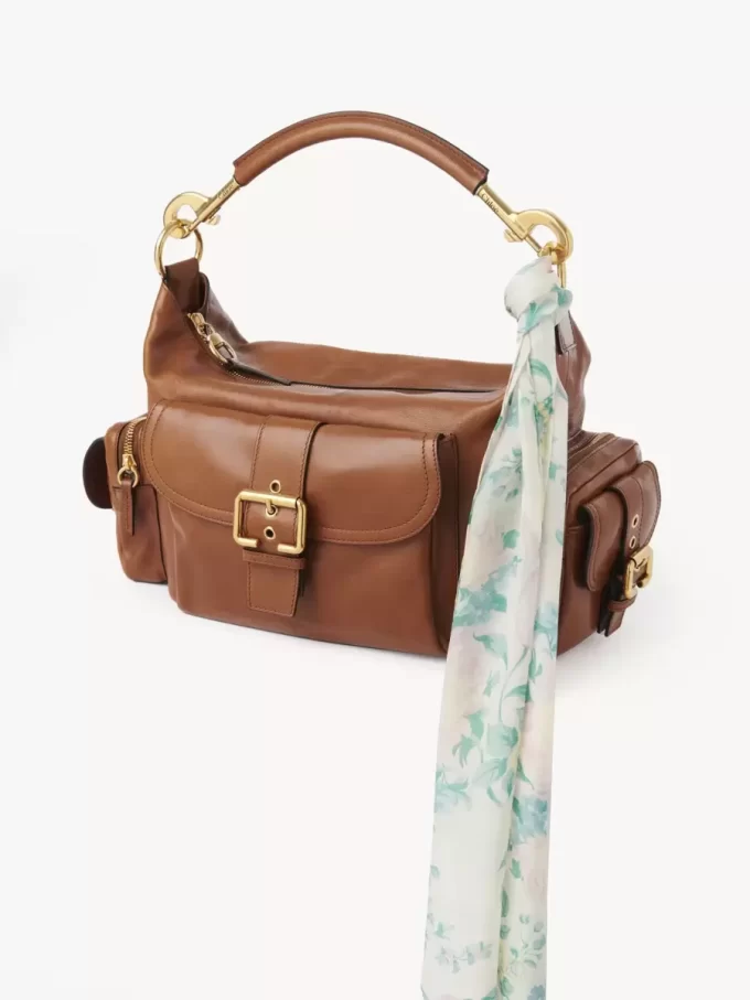 The Chloé Peonies bandeau scarf in silk charmeuse