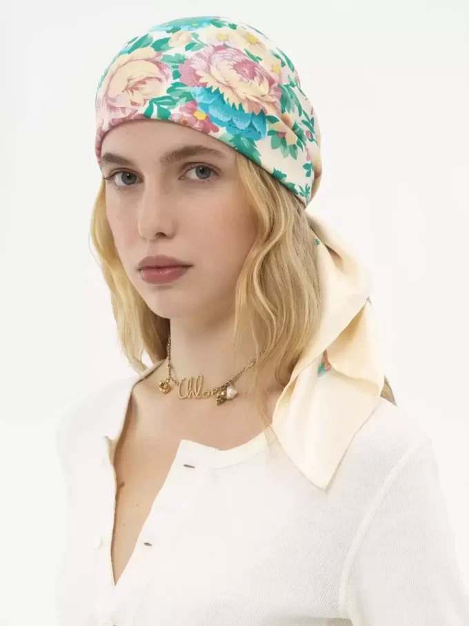 The Chloé Peonies square scarf in silk twill