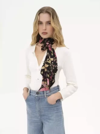 The Chloé Peonies wide bandeau scarf in silk charmeuse