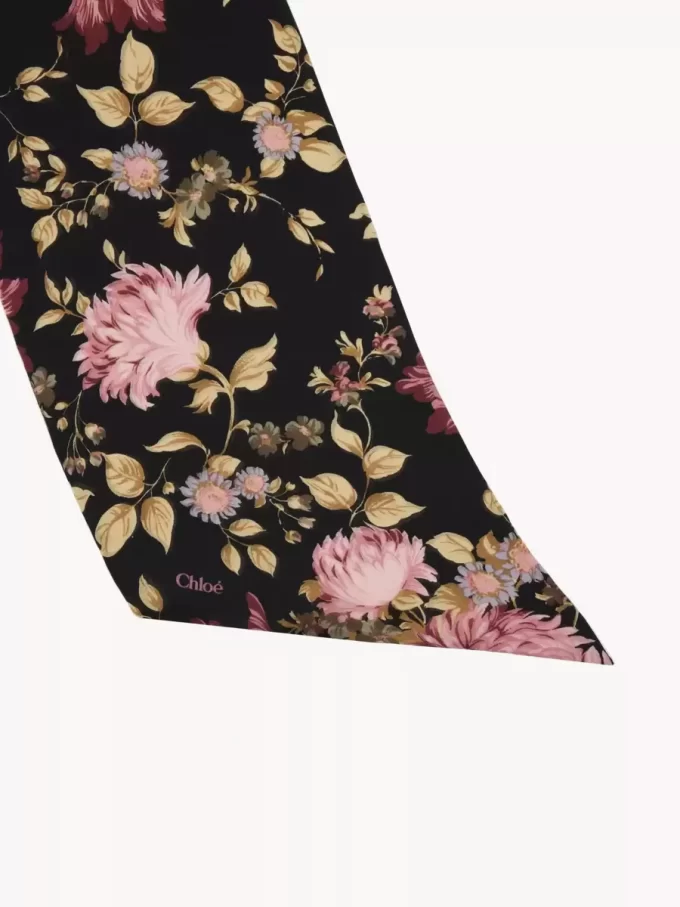 The Chloé Peonies wide bandeau scarf in silk charmeuse