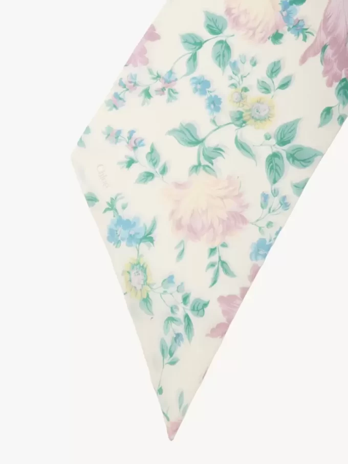 The Chloé Peonies wide bandeau scarf in silk charmeuse