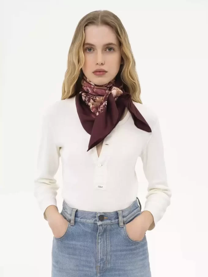 The Chloé Roses square scarf in silk twill