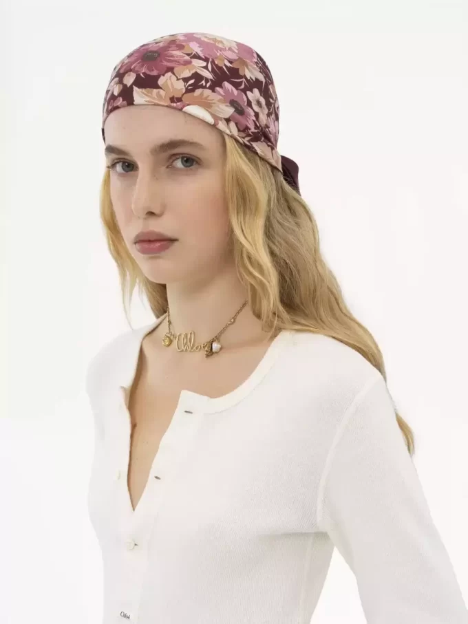 The Chloé Roses square scarf in silk twill