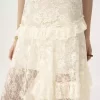 Thin-strap long dress in embroidered lace
