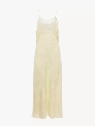 Thin-strap midi dress in silk jacquard & lace