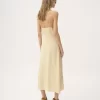 Thin-strap midi dress in silk jacquard & lace
