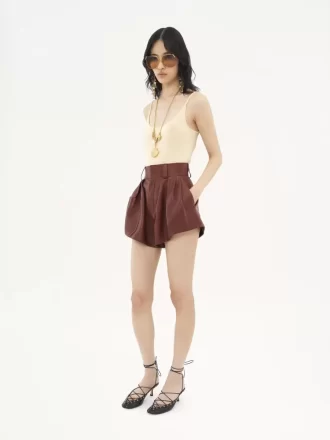 Thin-strap tank top in superfine wool knit