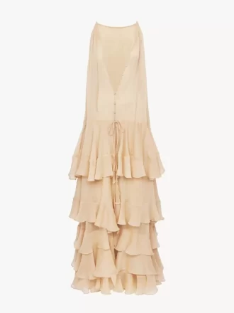 Tiered maxi dress in silk georgette