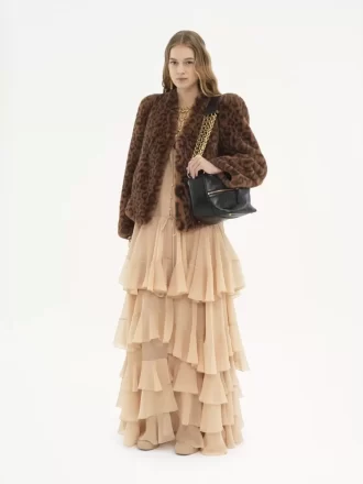 Tiered maxi dress in silk georgette