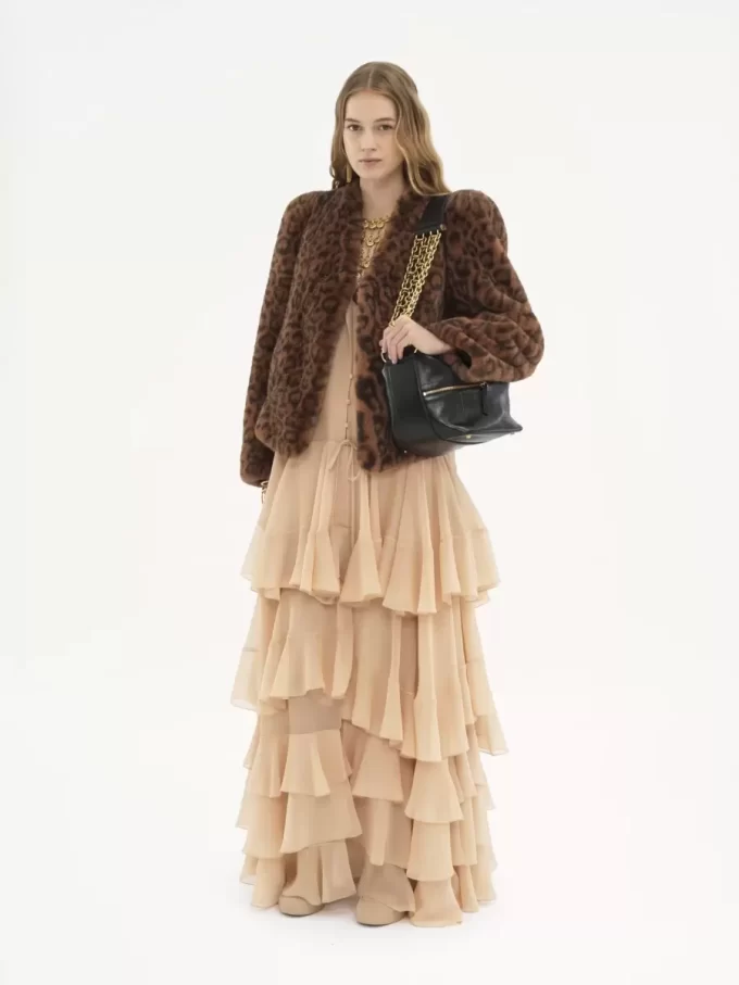 Tiered maxi dress in silk georgette