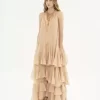 Tiered maxi dress in silk georgette
