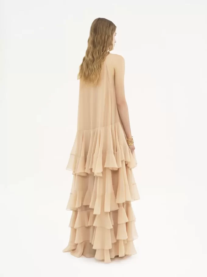 Tiered maxi dress in silk georgette