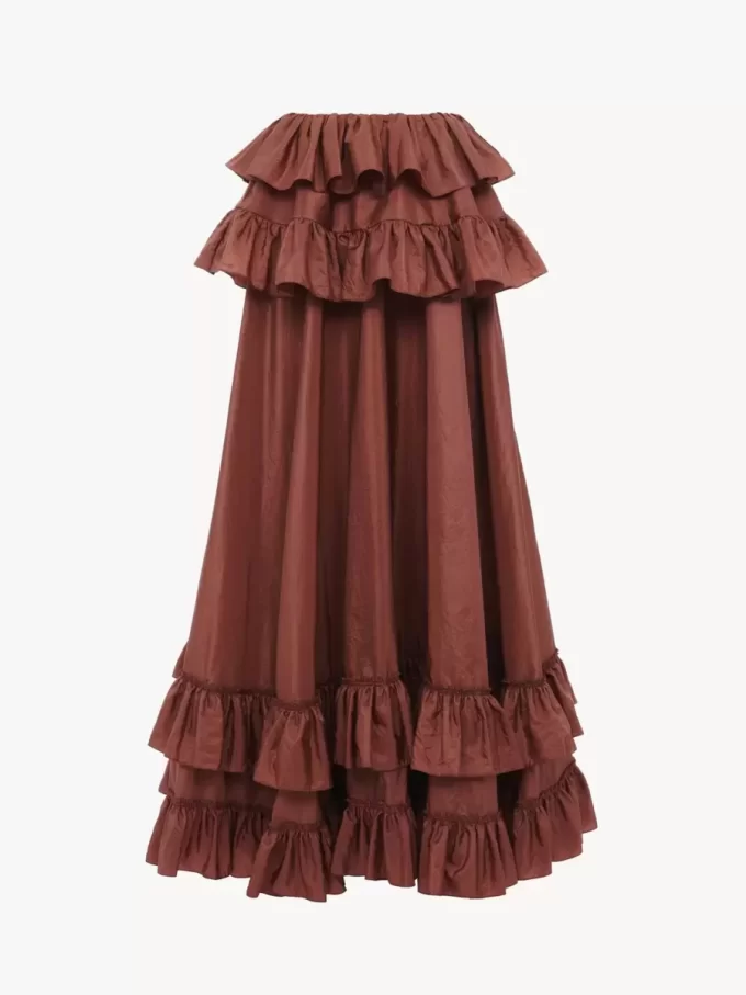Tiered maxi skirt in washed silk taffeta