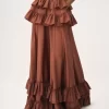 Tiered maxi skirt in washed silk taffeta