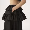 Tiered maxi skirt in washed silk taffeta