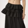 Tiered maxi skirt in washed silk taffeta