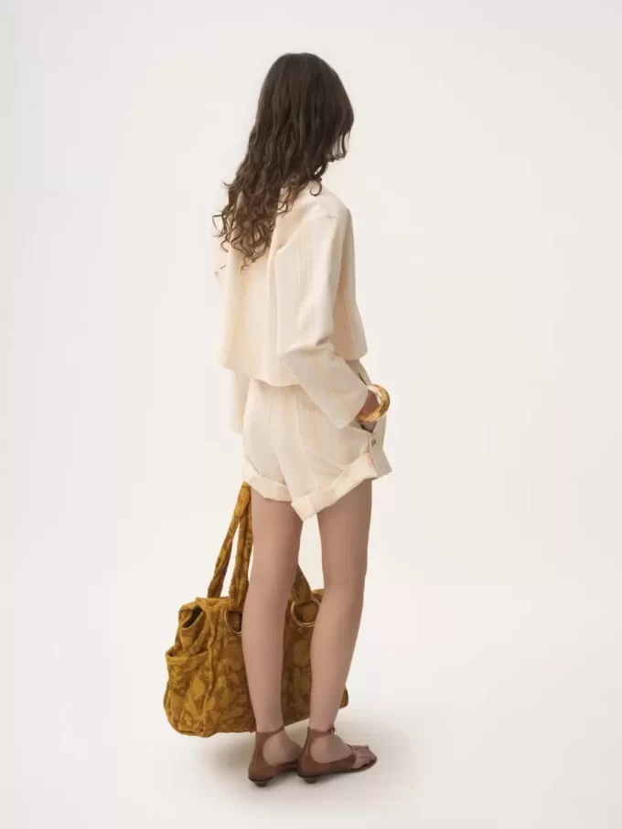 Turn-up drawstring shorts in cotton