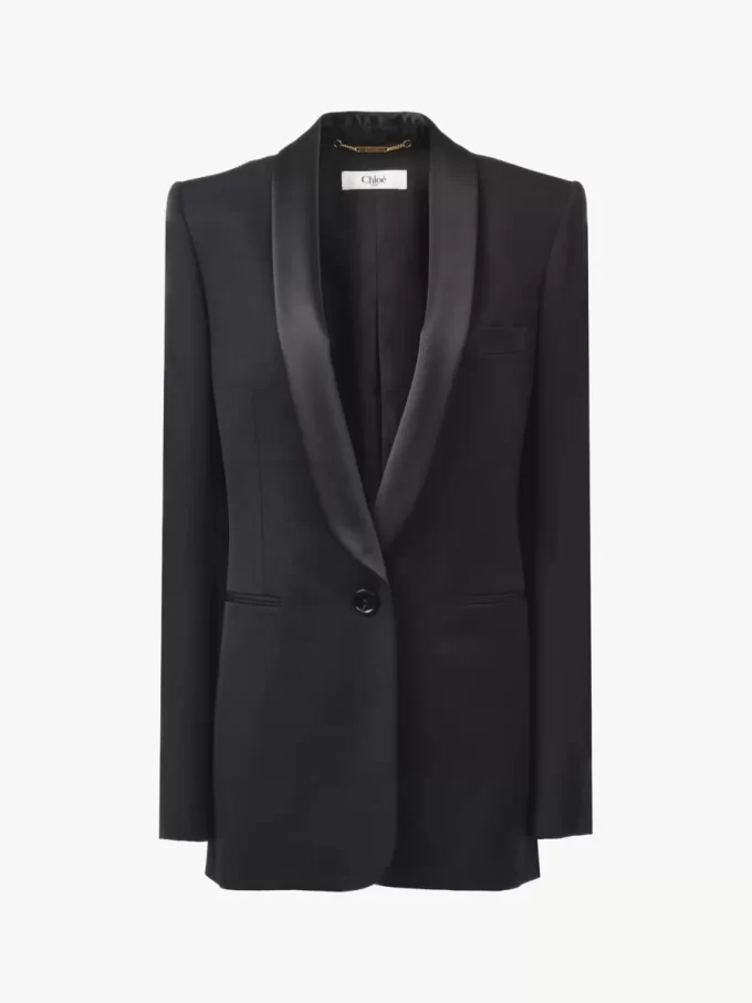 Tuxedo jacket in wool grain de poudre