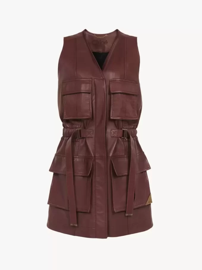 Utilitarian vest in leather