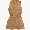 Utilitarian vest in light cotton gabardine