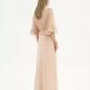 V-neck long dress in crêpe satin