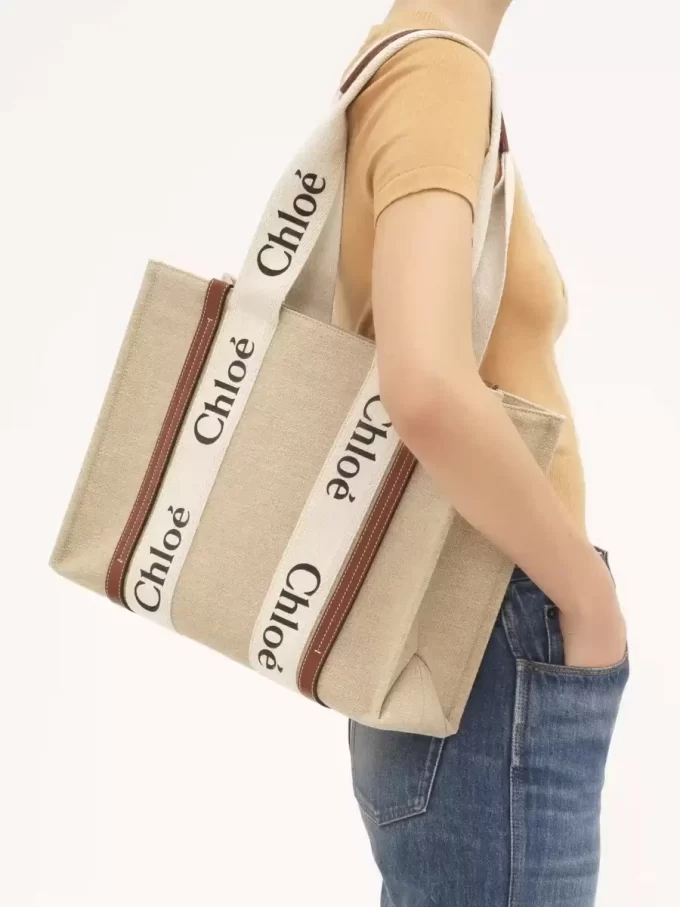 Woody tote bag in linen