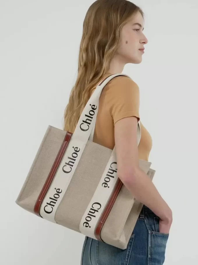 Woody tote bag in linen