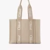 Woody tote bag in linen & leather