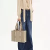 Woody tote bag in linen & leather
